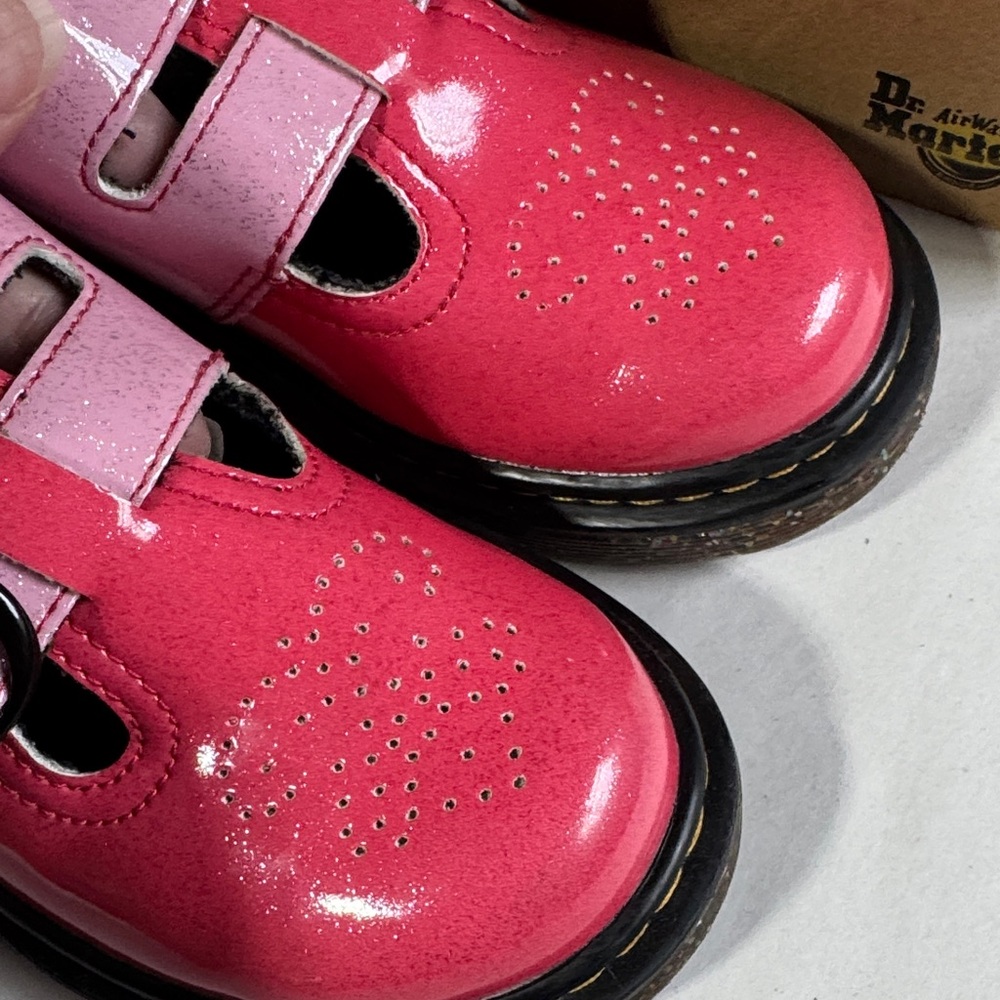 Dr. Martens Kids Dual-Tone Pink Mary Jane with sparkly sole Girls size 12 Pink - Picture 6 of 13